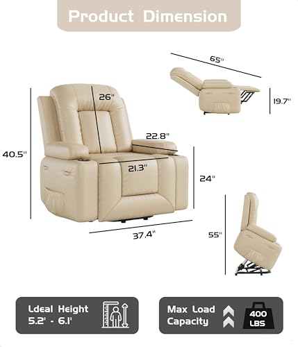 GarveeHome Power Lift Recliner Chair with Heat and Massage, Faux PU, for Elderly I162