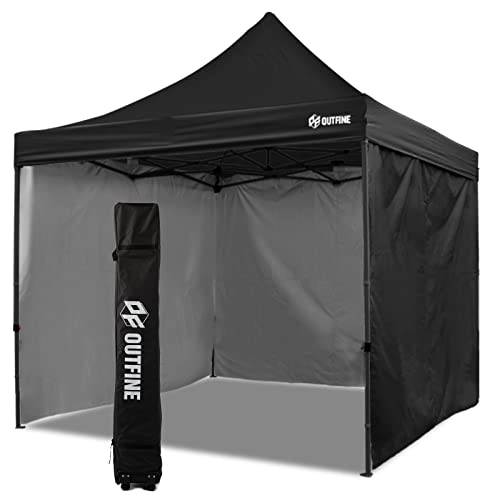 OUTFINE Heavy Duty 10x10 Pop Up Canopy Tent with 3 Side Walls, White Q980400