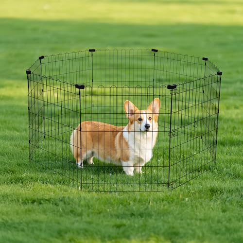 Amazon Basics Foldable Octagonal Metal Dog Playpen, Extra Large, Black G18040