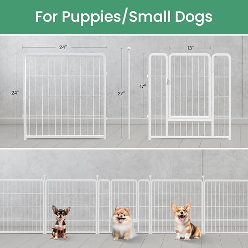 HealSmart Dog Playpen Indoor 32" Height 8 Panels for Small/Medium Dogs, Black J454