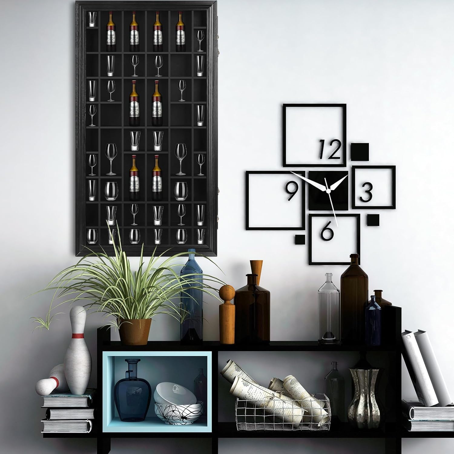 2 Pcs Shot Glass Display Case 50 Slots Wood Holder with Lockable Door S7127
