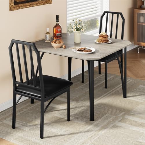 GAOMON Dining Table Set for 2 with Cushion Seats, Rustic Brown L77092