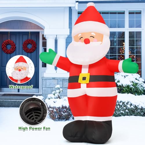 GOOSH 5 FT Christmas Inflatables Santa Claus with Built-in LEDs Outdoor Yard Decor Z935030