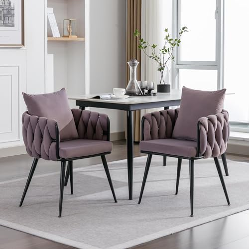 Velvet Dining Chairs Set of 2 with Metal Legs, Blue P582