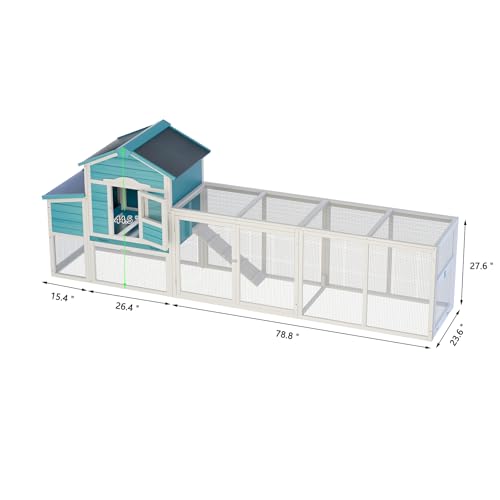 120'' Large Wooden Chicken Coop with Run for 3-5 Chickens F3405