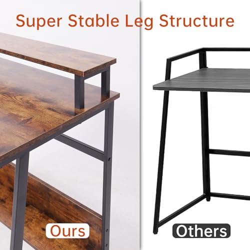 Retro 31.5 Inch Small Computer Desk with Storage for Home Office K389296