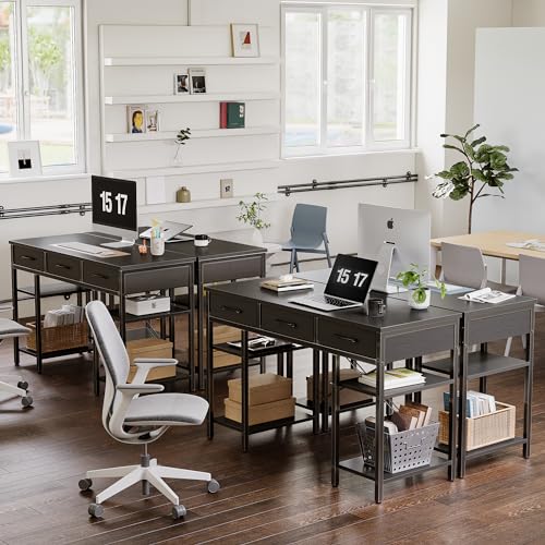 CubiCubi 47 Inch Computer Desk with 3 Drawers, Black D89125