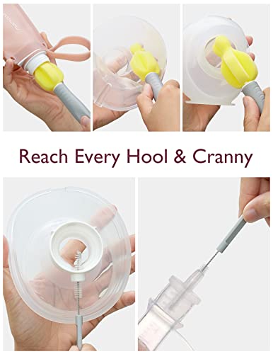 Momcozy M5 Hands-Free Wearable Breast Pump, Double-Sealed Flange, 3 Modes & 9 Suction Levels, 24mm, 2-Pack Quill Gray Z371714