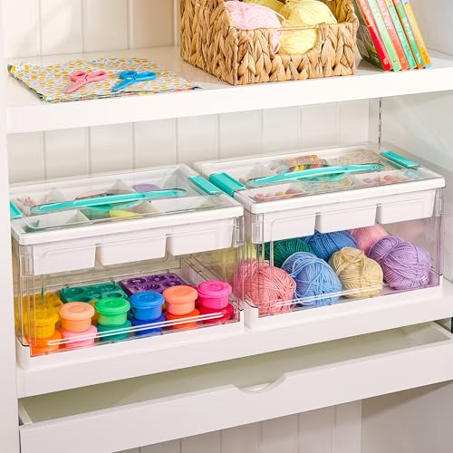 Vtopmart 24 QT Clear Plastic Craft Organizer with Removable Trays and Dividers E797534
