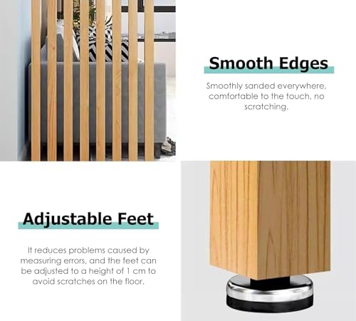 Room Divider Wood Grain Screen Partition with Aluminum Alloy Frame N54599