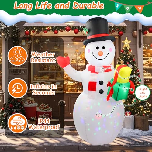 5ft Inflatable Snowman with 360° Rotating LED Lights for Christmas Yard Decoration G7427