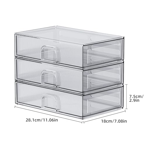 ZHIAI 3 Pack Clear Stackable Acrylic Cosmetic Organizer with Drawers N472