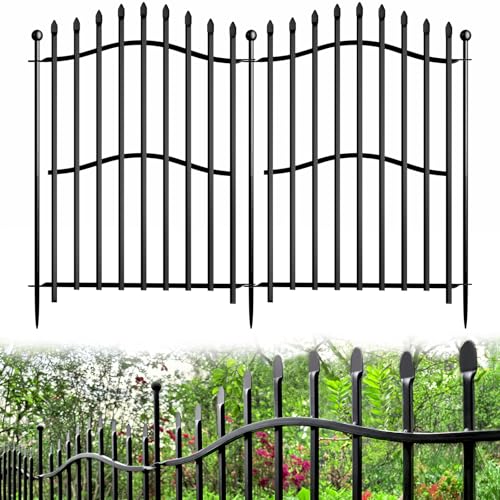 8 Panels Tall No Dig Garden Fence 40in H x 18ft L Rustproof Metal Barrier H7450