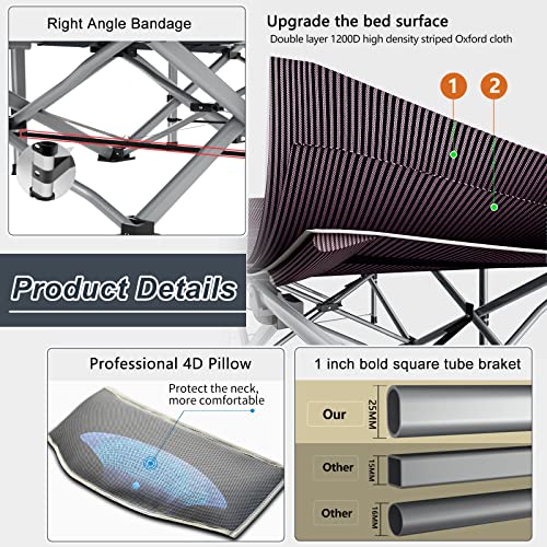 ABORON Oversized Folding Camping Cot for Adults, Double Layer 1200D, with Mat & Carrying Bag S2407