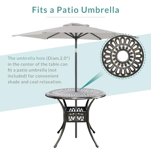 MEETWARM 5-Piece Cast Aluminum Outdoor Patio Dining Set with Swivel Rocker Chairs and Round Table B7011