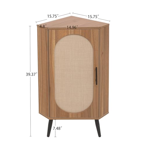ZeHuoGe Corner Storage Cabinet with Rattan Door O376