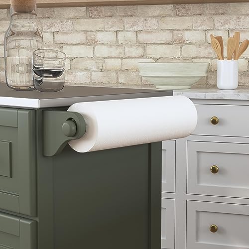 homestyles Mobile Kitchen Island Cart with Stainless Steel Top, Sage Green J6213