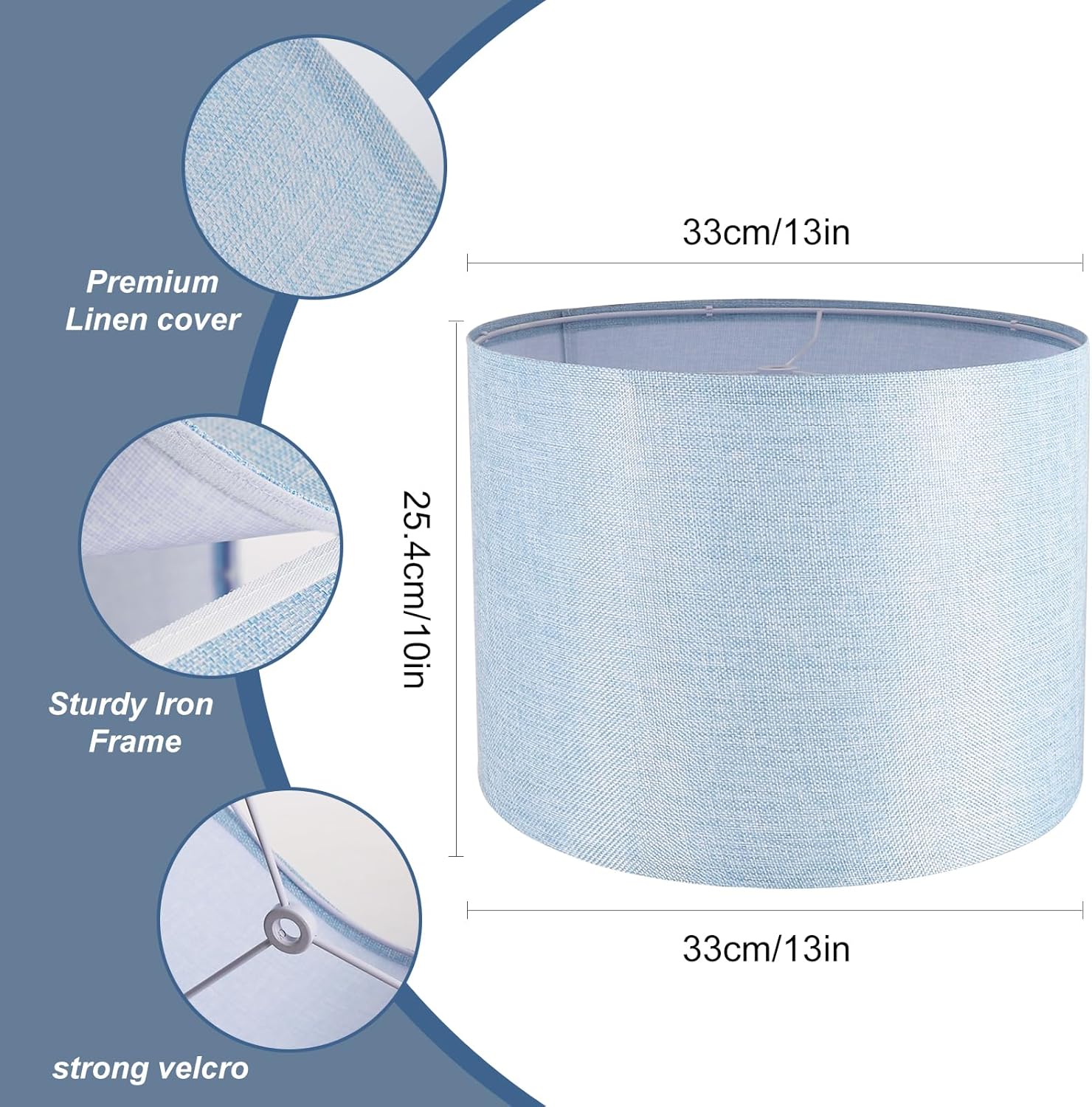 Blue Fabric Drum Lamp Shades Set of 2 for Table & Floor Lamps Z649367