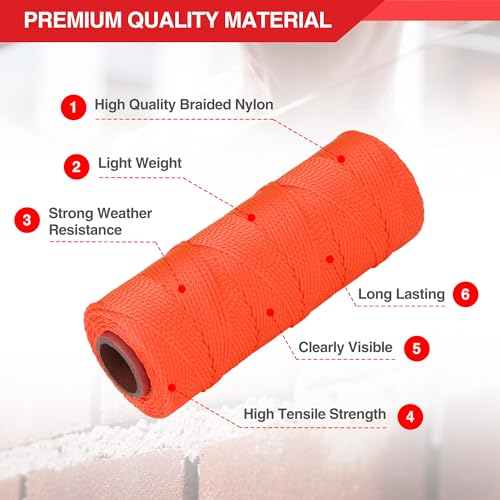 Goldblatt Mason Line 250 ft Braided Nylon String for Masonry and Gardening D6163