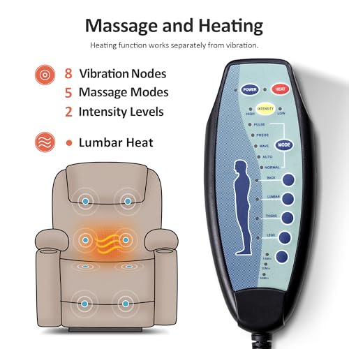 MCombo Power Lift Recliner Chair for Elderly with Heat and Massage, Faux Leather, Black V60394