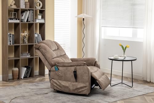 Lift Chair Recliner with Massage and Heat, Heavy Duty for Seniors, Brown V12888