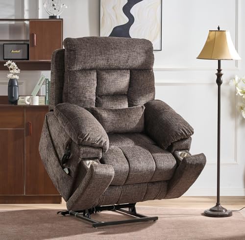 Lift Chair Recliner with Massage and Heat, Heavy Duty for Seniors, Brown V12888