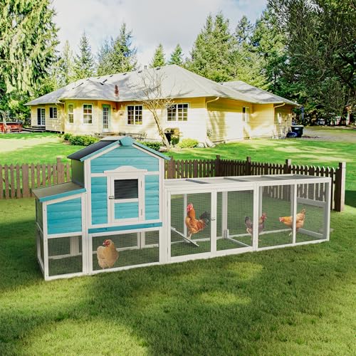 120'' Large Wooden Chicken Coop with Run for 3-5 Chickens F3405