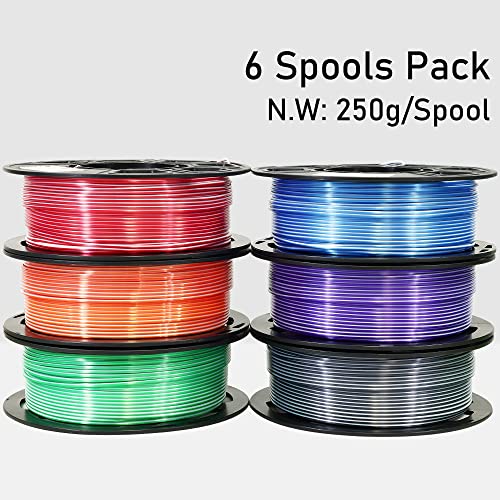 MIKA3D Bicolor Silk PLA 3D Printer Filament Bundle, 1.75mm, 6 Spools V5573