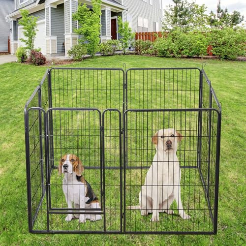 LEMY 16 Panels 32 in Metal Pet Playpen with Door, Black N86004