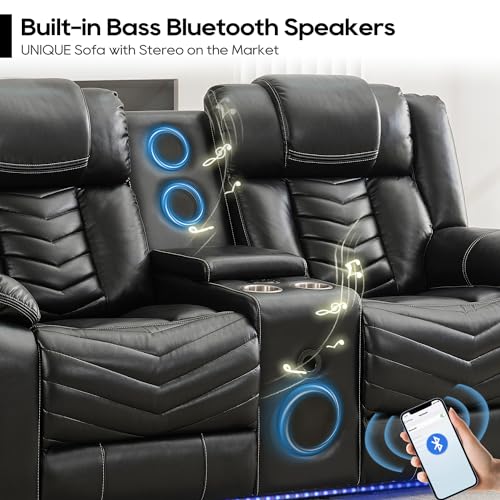 Grey Leather 3-Seater Recliner Sofa Set with Wireless Charger and LED Lights M484