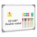 Double-Sided White Board Dry Erase Board for Wall, 12" x 16" Small Hanging Cubicle Magnetic Whiteboard, Portable for Planning, Kitchen, Memo, School, Home, Office