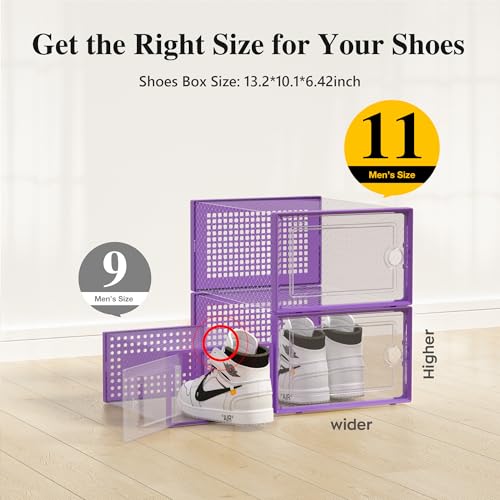 Kuject X-Large Clear Plastic Stackable Shoe Storage Boxes, 12 Pack, Blue Y142131