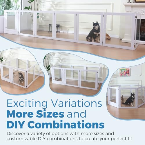 Heavy Duty Clear Acrylic Dog Playpen with Metal Frame, 6 Panels with Door I91403