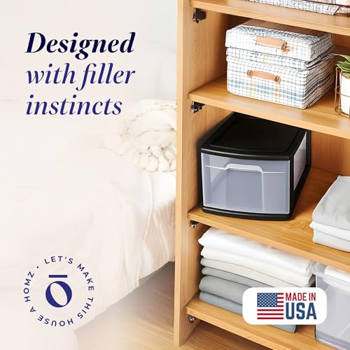 HOMZ 2-Pack 1-Drawer Storage Cart, Clear Plastic, White Frame Y898