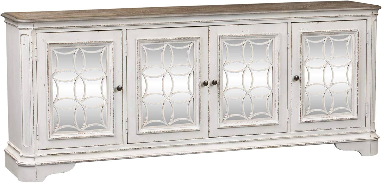 Liberty Furniture Magnolia Manor 84" TV Console, Antique White D3337