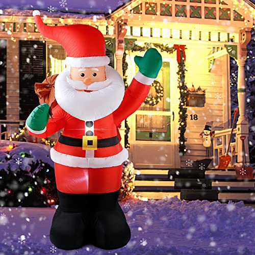 COOLWUFAN 6 FT Christmas Inflatables Santa Claus with Gifts Bag, LED Lights Outdoor Yard Decoration T979