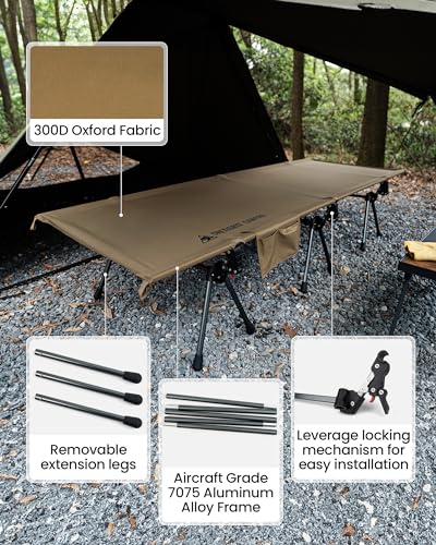OneTigris SUPRANUBIS Camping Cot, Height Adjustable, Portable Folding Bed R56991