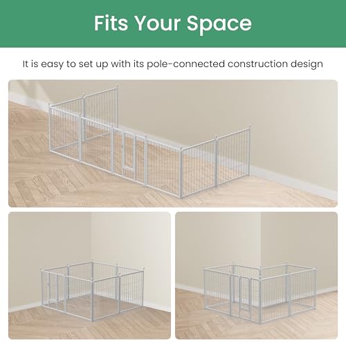 HealSmart Dog Playpen Indoor 32" Height 8 Panels for Small/Medium Dogs, Black J454