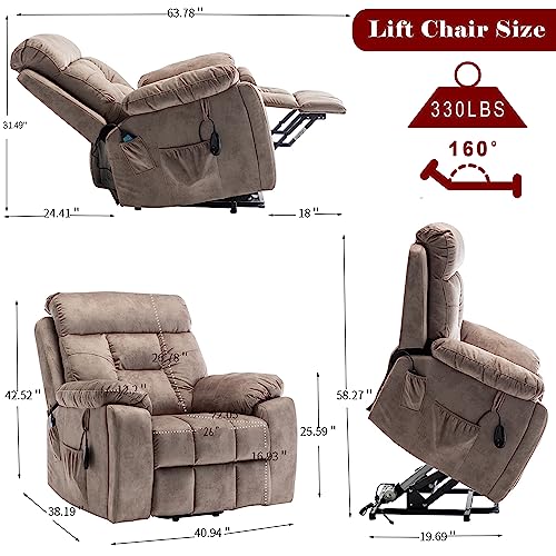 Power Lift Chair Recliner with Massage and Heat for Adults, Dual Motor H2507