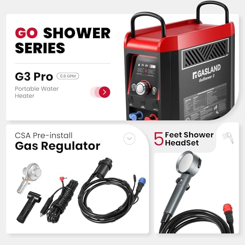 GASLAND Goshower G3 Pro 1lb Propane Portable Water Heater with Pump I238979