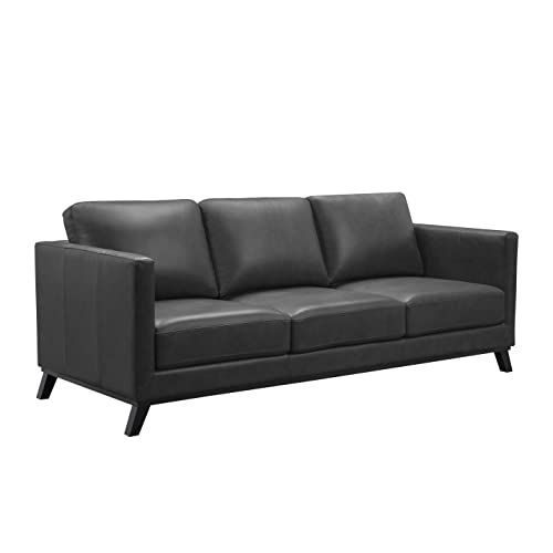 Abbyson Living Mid-Century Modern Top Grain Leather Sofa, Camel D57369
