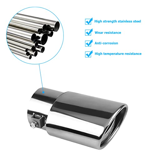 Stainless Steel Car Exhaust Tip, 2.5" to 3.3" Universal, Chrome-Plated Finish, Blue/B Style J466