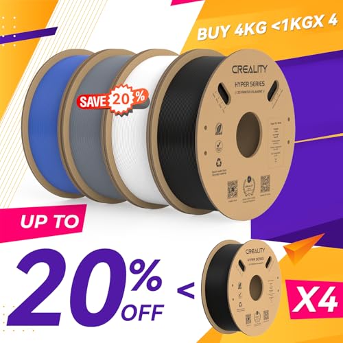 Creality Hyper PLA Filament 1.75mm High Speed 3D Printer Filament, 4 Pack 1kg Spool, Black & White K3786