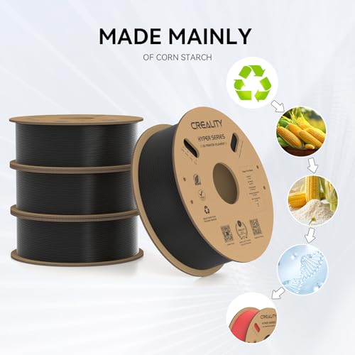 Creality Hyper PLA Filament 1.75mm High Speed 3D Printer Filament, 4 Pack 1kg Spool, Black & White K3786