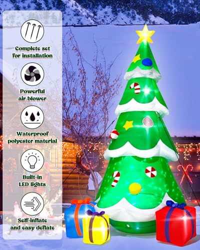 Giant Inflatable Santa Claus with LED Lights Outdoor Christmas Decorations W1618
