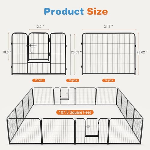 Sweetcrispy Dog Playpen Indoor - 8 Panel Metal Pet Fence with Doors for Small/Medium Pets R262216