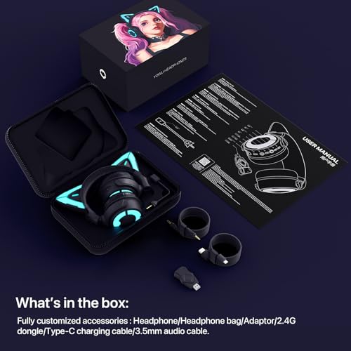 YOWU Cat Ear Headphones 4GS Wireless Bluetooth Noise Cancelling Headset with Mic Q849
