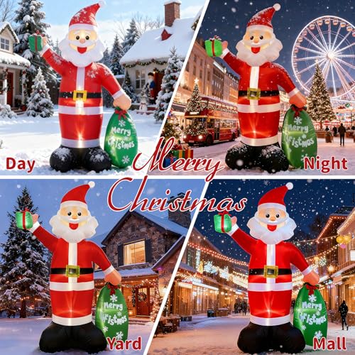 12FT Giant Christmas Inflatable Santa Claus with LED Lights and Gift Bag J129072