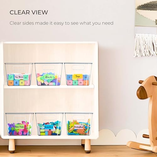 6 Pack Clear Stackable Storage Bins with Lids for Kids Toys J28474