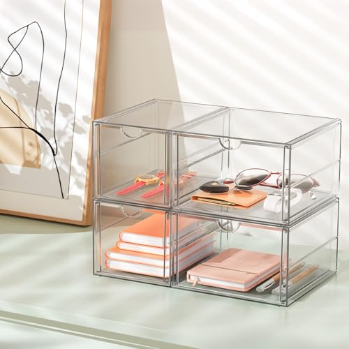 Acrylic Makeup Organizer with 19 Drawers, 4 Pack Clear Storage B90209
